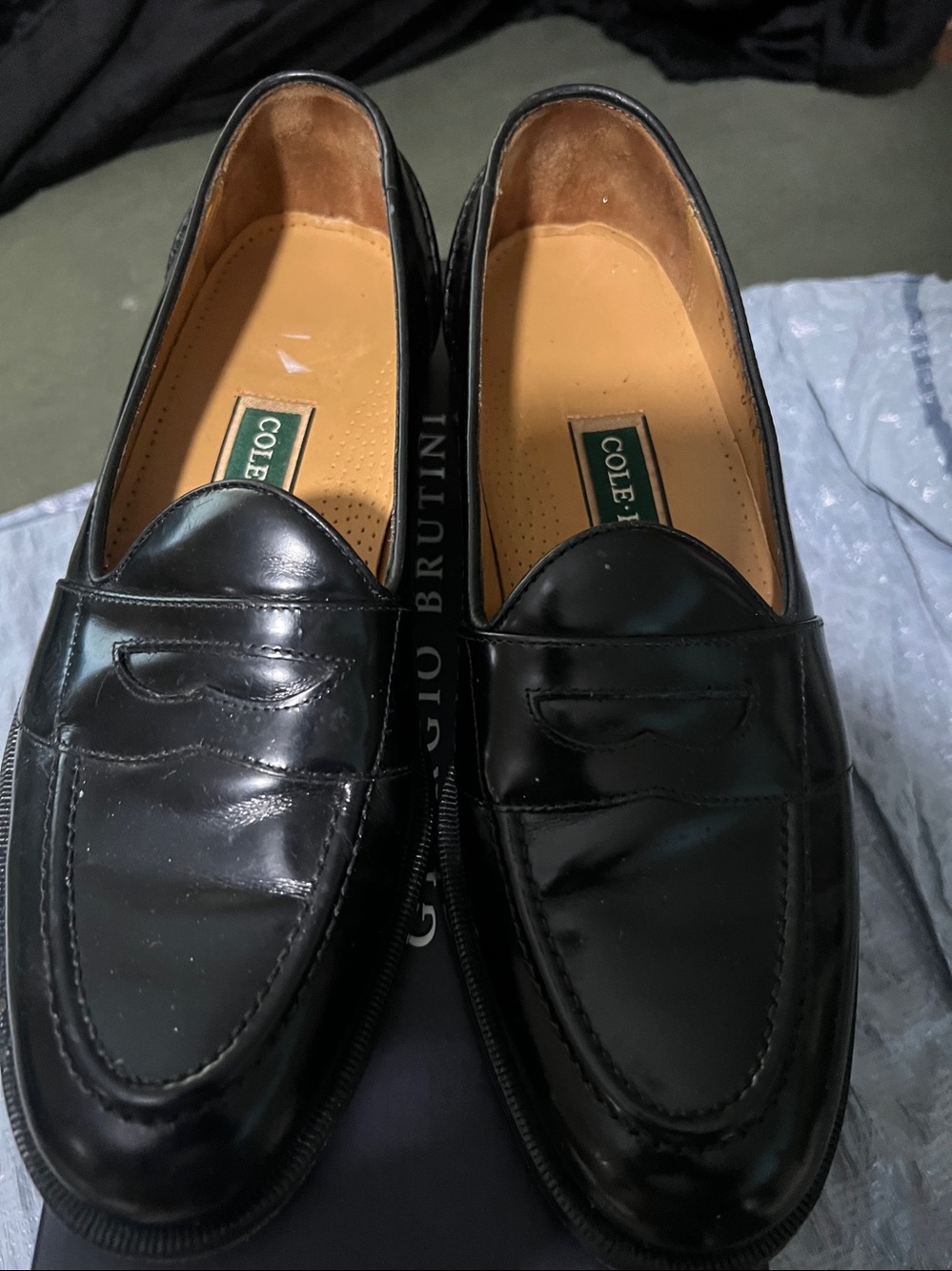 Cole Haan Black Patent Leather Penny Loafers